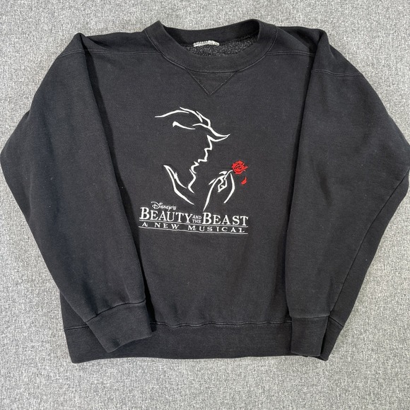 Disney Other - Vintage Beauty And The Beast Disney Sweatshirt XL Black Broadway Musical 90s